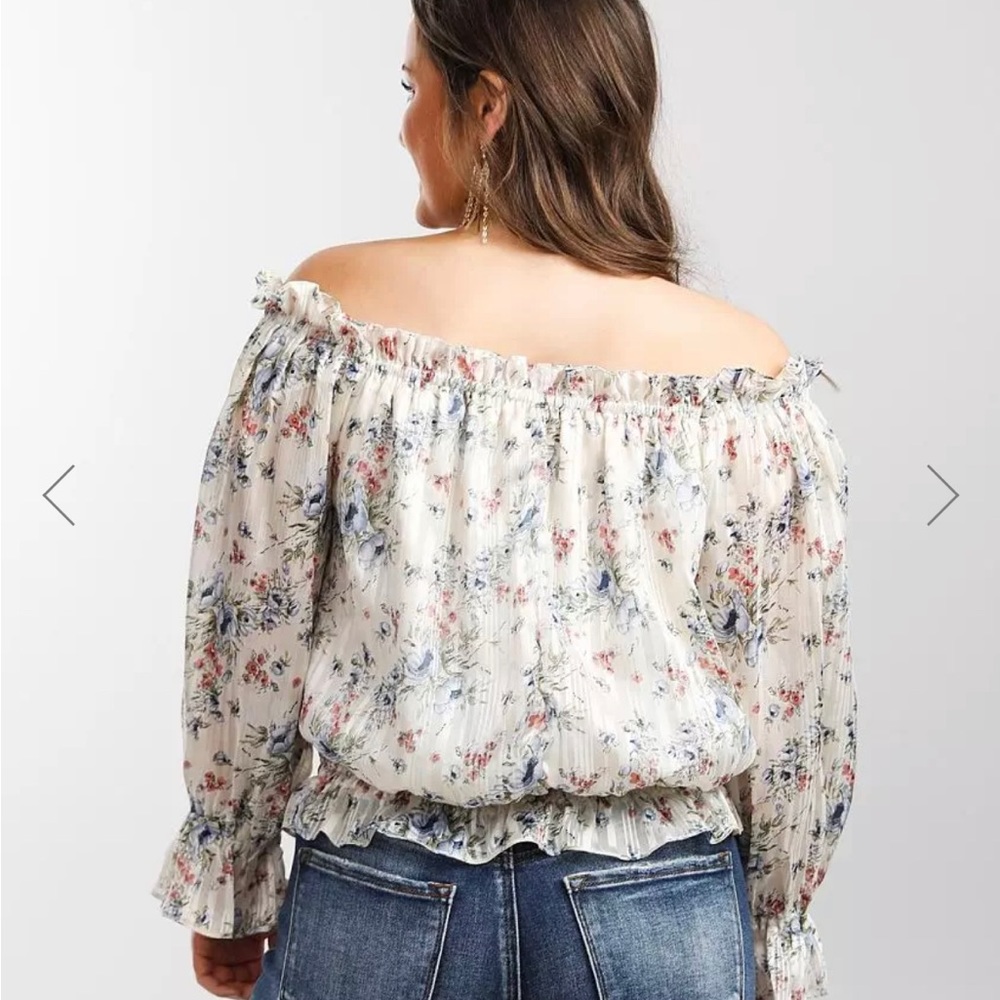 Miss Me Floral Chiffon Ruffle Top